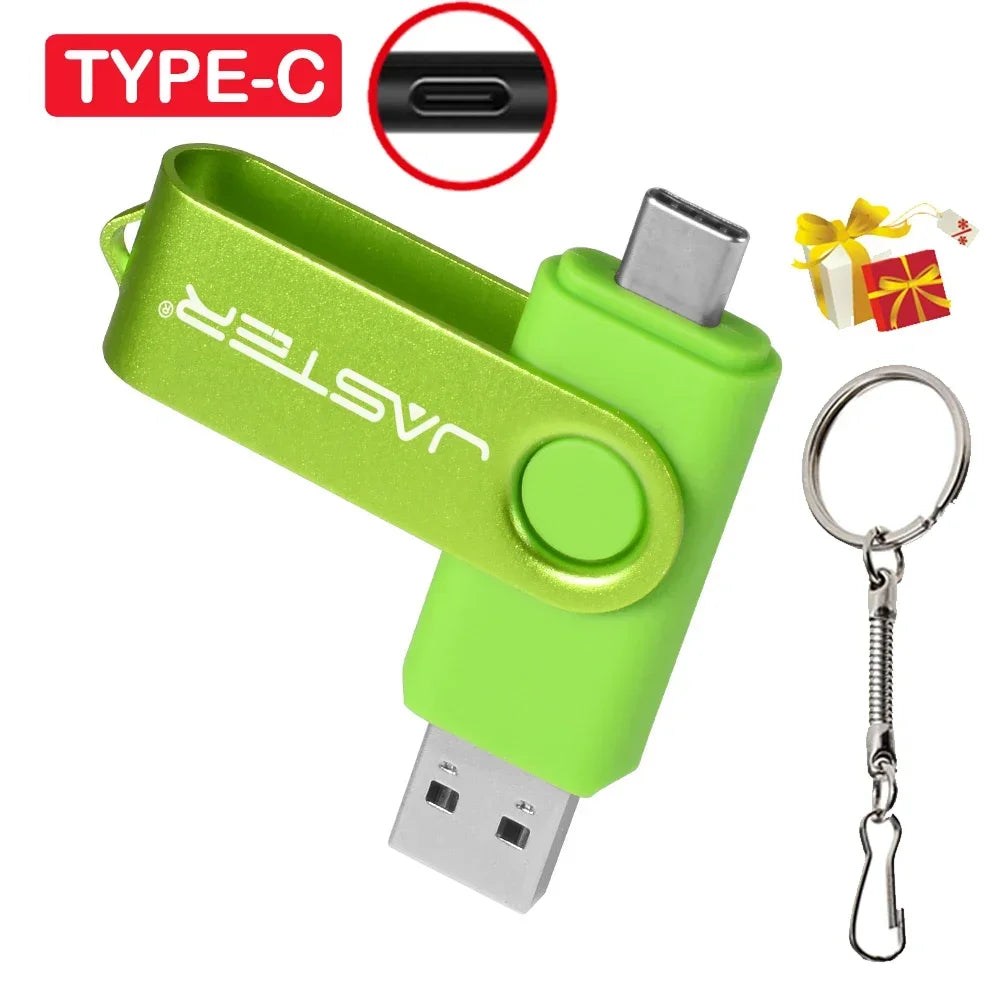 TYPE-C USB Flash Drive 128GB Real Capacity Pen Drive 64GB Free Key Chain Memory Stick Creative Business Gift Red U Disk Blue 32G