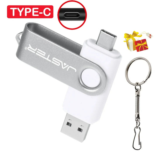 TYPE-C USB Flash Drive 128GB Real Capacity Pen Drive 64GB Free Key Chain Memory Stick Creative Business Gift Red U Disk Blue 32G