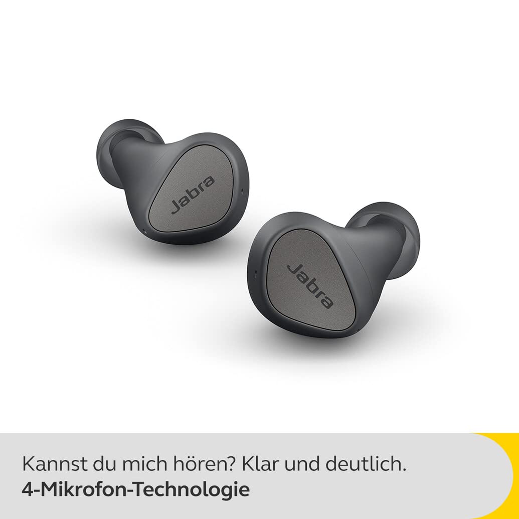 Jabra Elite 4 Écouteurs intra-auriculaires Bluetooth actifs écouteurs sans fil avec ajustement sportif sécurisé 4 microphones intégrés suppression active du bruit technologie Hearthrough réglable noir