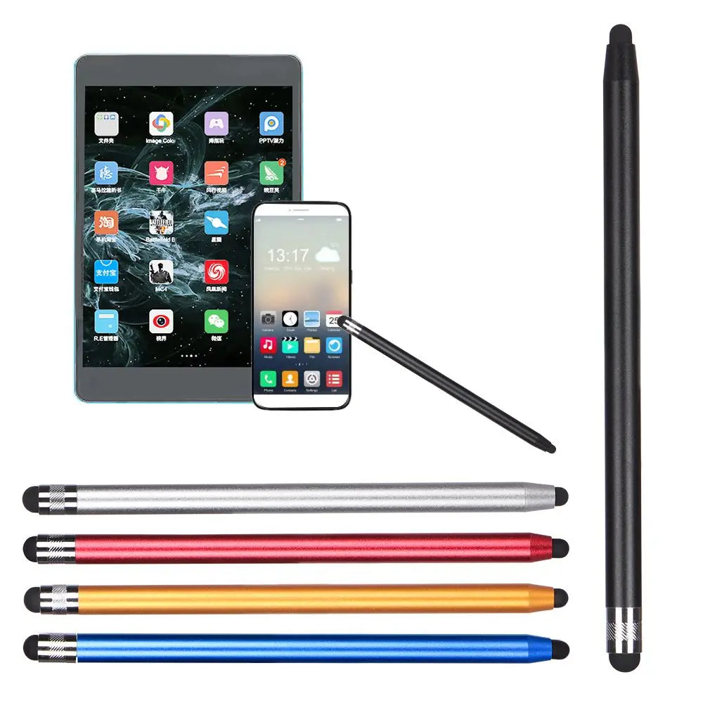 14cm Universal Pencil Double Dual Silicon Head Touch Capacitive Screen Stylus Caneta Capacitiva Pen For Ipad Tablet Smartphone