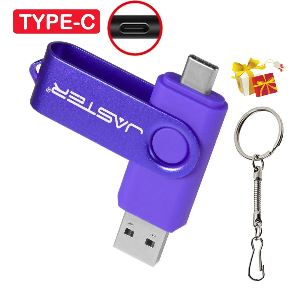 TYPE-C USB Flash Drive 128GB Real Capacity Pen Drive 64GB Free Key Chain Memory Stick Creative Business Gift Red U Disk Blue 32G